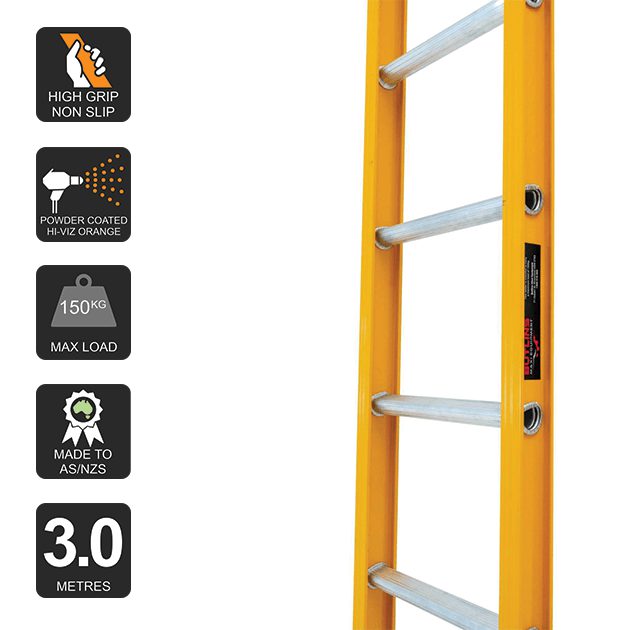 Buy 3.0M Straight Ladders Online | Built by Butlins | Supplied by Australian Scaffolds