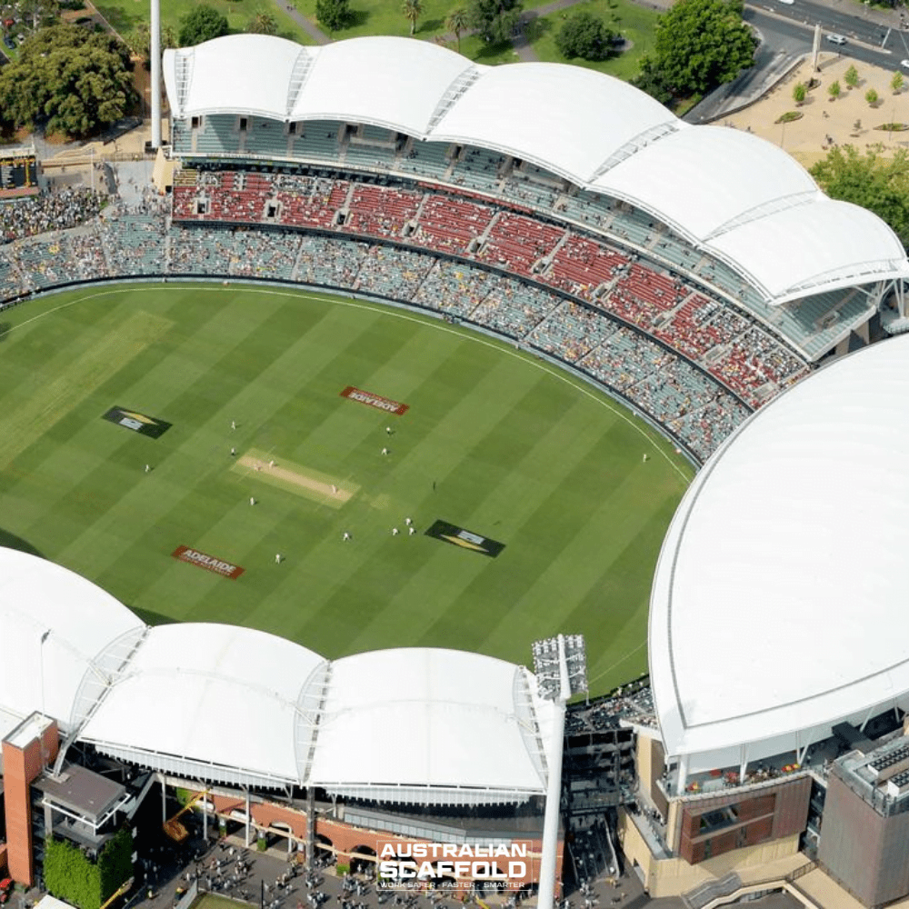 View of a crowded sports event at Adelaide Oval Stadium