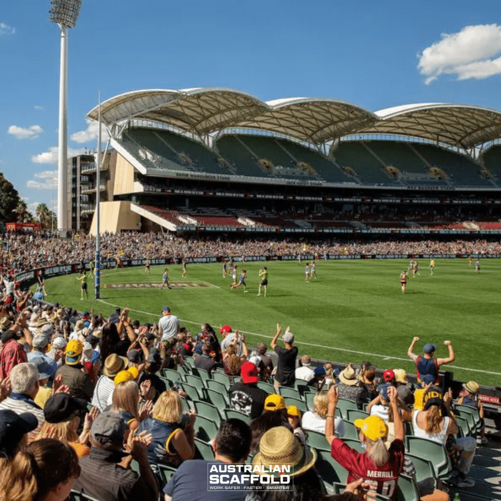 View of a crowded sports event at Adelaide Oval Stadium