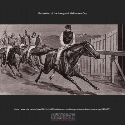 Illustration of the inaugural Melbourne Cup